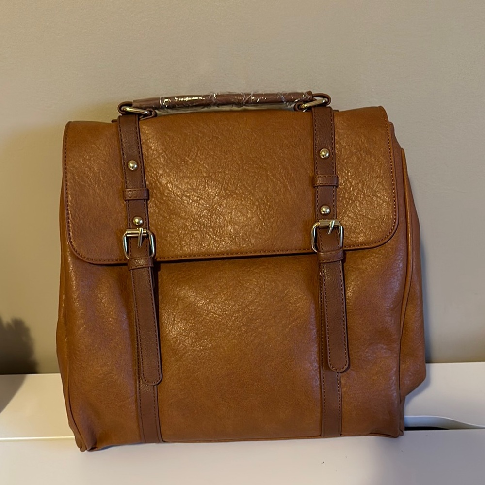 New with tags MMS Design Studio Brown Leather Backpack - Picture 8 of 8